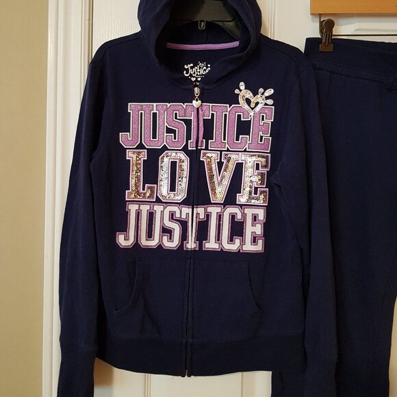 Justice Girls Hoodie Zippered Sweatshirt and Sweatpants Set ~ Size 14 yrs. ~ - Picture 3 of 5